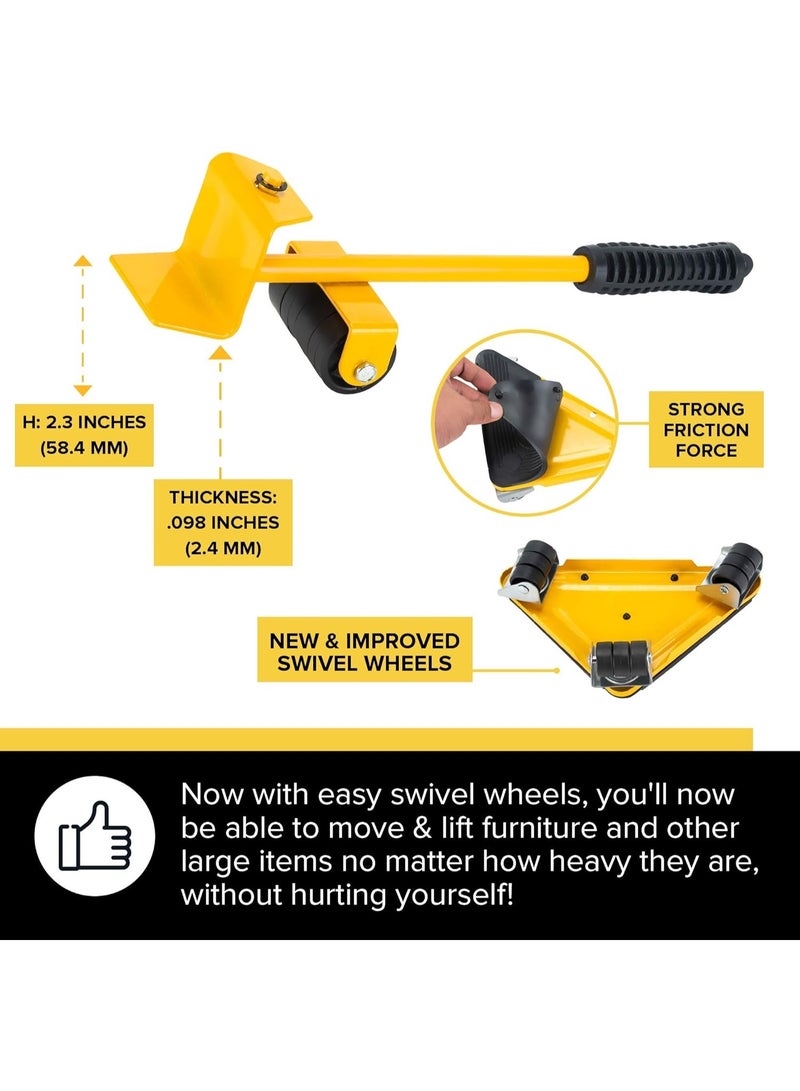 Furniture Moving Tools,5-Piece Heavy Furniture Corner Sliders, Mover Tool Set 360 Degree Rotatable Rubber Roller for Office, Home, Shop, Garage Heavy Lifter , Appliance Moving System - Easy Moving Appliance Rollers Logistics Set - Image 3